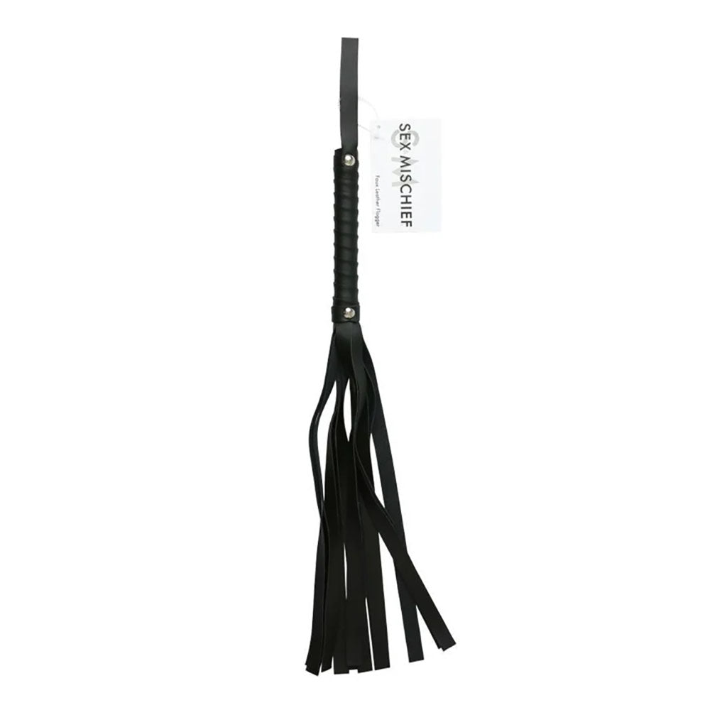 Sex & Mischief Faux Leather Flogger - Black Flogger Whip Sportsheets